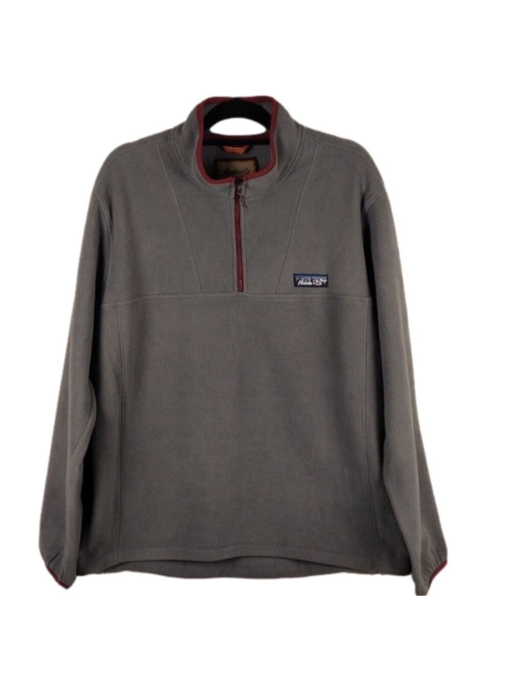 Hawke & Co Gray Funnel Neck 1/4 Zip Up Long Sleeve Fleece Pullover